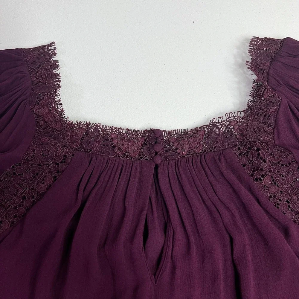 Free People Flutter By Lace Blouse Purple Small